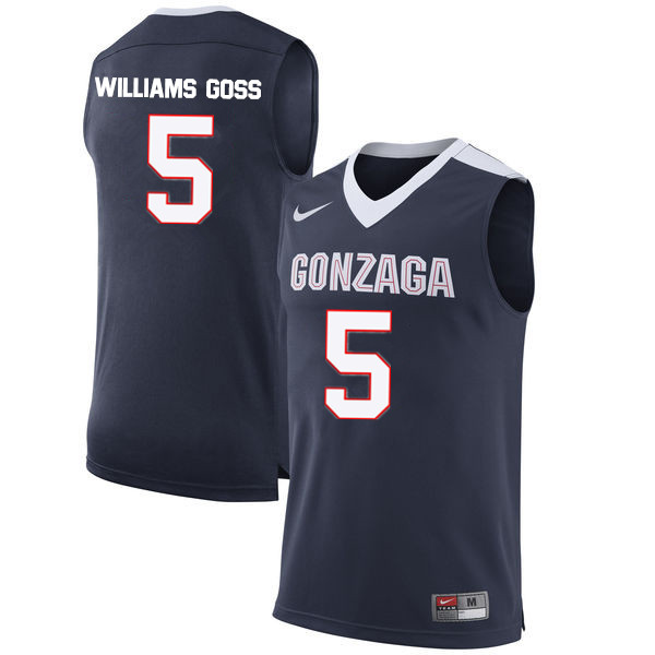 Men #5 Nigel Williams-Goss Gonzaga Bulldogs College Basketball Jerseys-Navy